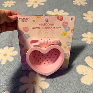 Modern Baby Pink Silicone Bowl & Spoon Set